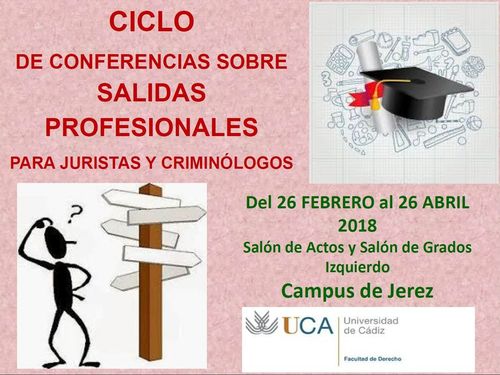 Ciclo sobre Salidas Profesionales de los Grados en Derecho y Criminología y Seguridad Curso 2017/2018, retransmitido en straming para la sede de Algeciras